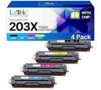 LxTek 203X Cartouche de Toner Compatible pour HP 203X 203A CF540X CF540A pour Color Laserjet Pro MFP M281fdw M254dw MFP M281fdn MFP M280nw M254nw M254dn M281 M254 (Noir Cyan Magenta Jaune, 4-Pack)
