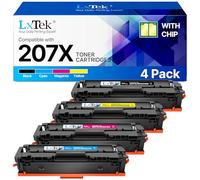 LxTek 207X 207A avec Puce Cartouche de Toner Compatible HP 207X 207A pour HP Color Laserjet Pro MFP M283fdw M255dw M255nw M283fdn M282nw W2210X W2211X W2212X W2213X (Noir Cyan Jaune Magenta 4-Pack)