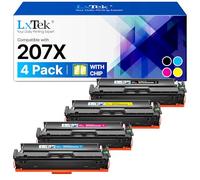 LxTek 207X avec Puce Cartouche de Toner Compatible pour HP 207X 207A pour HP Color Laserjet Pro MFP M283fdw M255dw M255nw M283fdn M282nw W2210X W2211X W2212X W2213X (Noir Cyan Jaune Magenta 4-Pack)