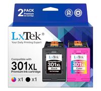 LxTek Remanufactured Cartouches d'encre Remplacement pour HP 301 301XL pour Envy 4500 4502 4503 5530 5532 Deskjet 1000 1010 1050 1510 2050 2510 2540 Officejet 2620 2622 4630 (Noir Couleur, 2-Pack)