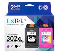 LxTek Remanufacturées Cartouches d'encre Remplacement pour HP 302 302XL pour DeskJet 3639 3630 3632 Envy 4520 4525 4527 OfficeJet 3831 3833 3830 (Noir Tri-Colore, 2-Pack)