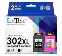 LxTek Remanufacturées Cartouches d'encre Remplacement pour HP 302 302XL pour DeskJet 3639 3630 3632 Envy 4520 4525 4527 OfficeJet 3831 3833 3830 (Noir Tri-Colore, 2-Pack)
