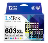 LxTek 603 XL Compatible Cartouches d'encre pour Epson 603 603XL pour Expression Home XP-2100 XP-2150 XP-4155 XP-4105 XP-3150 XP-2155 XP 3100 XP 4100 XP 4150 Workforce WF-2850 WF-2835 (Paquet de 12)