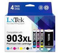 LxTek 903XL 903 Cartouche d'encre Compatible pour HP 903 XL Cartouche pour HP Officejet 6950 6951 OfficeJet Pro 6960 6970 6974 Cartouche pour HP 903xl (Noir Cyan Magenta Jaune, 4 Pack)