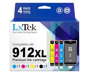 LxTek 912 XL 912XL Compatible pour HP 912 XL Pack de 4 Cartouche d'encre pour HP Officejet Pro 8022 8025 8020 8024 8023 pour HP Officejet 8010 8012 8014 8015 8017 (Noir Cyan Magenta Jaune, 4 Pack)