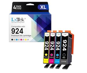 LxTek 924 Cartouches d'encre pour HP 924 Cartouches Compatibles pour HP OfficeJet 8120e 8122e 8124e 8125e pour OfficeJet Pro 8130e 8132e 8134e 8138e 8139e (4 Pack, Pas avec Puce)