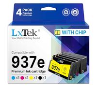 LxTek 937 937e 937XL Cartouches d'encre Compatible pour HP 937 XL Cartouche 937e pour HP Officejet Pro 9120 9110b 9120b 9130b 9720 9730 9110 9130 (avec Puce, 4 Pack)
