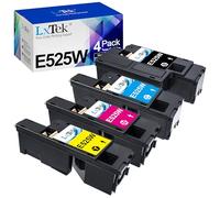 Lxtek Compatible Cartouche de Toner de Remplacement pour Dell E525 W E525 à Utiliser avec E525 W imprimante Laser Couleur, Lot de 4 (593-bbjx 593-bbju 593-bbjv 593-bbjw)