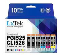 LxTek Compatible Cartouches d'encre Remplacement pour Canon 525 526 pour PIXMA MG5150 MG5350 MG6150 IX6550 MX715 MX885 MX895 IP4850 IP4950 IP6550 MG5120 (PGI-Noir CLI-Noir Cyan Magenta Jaune, 10-Pack)