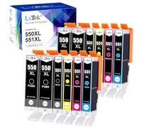 LxTek Compatible Cartouches d'encre Remplacement pour Canon 550 551 PGI-550XL pour Pixma MX925 iP7200 iP7250 MG5650 MG7550 MG6350 MG6650 MX725 MX920 (PGI-Noir CLI-Noir Cyan Magenta Jaune, 12-Pack)