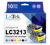 LxTek LC3213 LC3211 Lot de 10 Cartouches d'encre compatibles avec Brother LC3211 et Brother MFC-J497DW DCP-J572DW MFC-J491DW MFC-J890DW MFC-J895DW DCP-J772DW (Noir, Cyan, Magenta, Jaune)