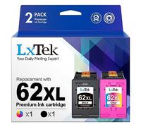 LxTek Lot de 2 cartouches d'encre de rechange pour HP 62XL 62XL - Compatible avec imprimante Envy 5540 5660 7645 5642 5542 5643 5640 7644 OfficeJet 250 5740 200 5745 (1 noir, 1 tricolore)
