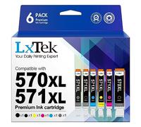 LxTek Compatible Cartouches d'encre Remplacement pour Canon 570XL 571XL pour Pixma MG7700 MG7750 MG7751 MG7752 MG7753 TS8050 TS8051 TS8052 TS8053 TS9050 (PGBK Noir Cyan Magenta Jaune Gris, 6-Pack)