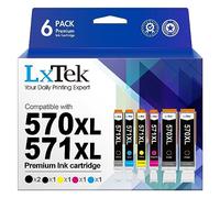 LxTek PGI-570 CLI-571XL d'encre Compatible pour Canon 570 571XL PGI-570 CLI-571 XL pour Pixma TS5050 MG5750 MG5751 MG5752 MG5753 MG6850 MG6851 MG6852 MG6853 TS5051(PGBK Noir Cyan Magenta Jaune, 6Pack)