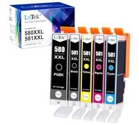LxTek PGI-580 CLI-581 XXL Compatible Cartouches pour Canon 580 581 pour Canon Pixma TS8250 TS8151 TS8150 TS6150 TS6151 TS6250 TS6251 TS6350 TR8550 TR7550 TS8151 TS9150 TS6350a TS9550 TS9551C(5-Pack)