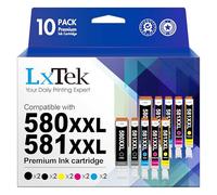 LxTek PGI-580XXL CLI-581XXL Compatible Cartouches d'encre Remplacement pour Canon 580XXL 581XXL pour TS6150 TS6151 TS6250 TS6251 TS8150 TS8151 TS8250 TS8252 TS8350 TS9150 TR7550 TS705 TR8550 (10 Pack)