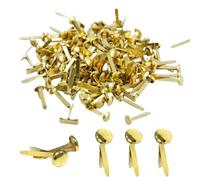 Lxtness 100 Pièces Mini Brads,8x16mm Attaches Parisiennes,Métal Ronde Brads,Scrapbooking Brads à Tête Ronde pour Scrapbooking Craft Papier (Or)