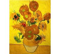 LXTONG Kit de peinture diamant 5D Van Gogh Tournesol - Ensemble de peinture diamant rond - Pour débutants et adultes amateurs de Van Gogh (40 x 50 cm)