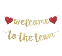 LXUEJIE Bannière de bienvenue pour les nouveaux employés, les nouveaux employés, les enseignants, les collègues, les équipes (doré)