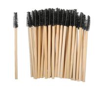 LXUEJIE Lot de 100 baguettes jetables à mascara avec manche en bambou, poils en nylon, kit de maquillage noir pour extensions de cils (baguettes jetables et mascara)