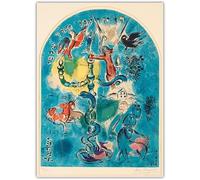 LXURY Célèbres Affiches de Marc Chagall, estampes de Marc Chagall《La Tribu de Dan 1964》Tableau sur Toile Marc Chagall, Tableaux d’Art Mural, décoration d’intérieur, 40x60cmx1, sans Cadre