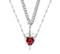 LXURY Collier couple épée en forme de cœur, 2 pièces en or et argent avec pendentif épée en forme de cœur vintage en moissanite tendance (Style A,One size)