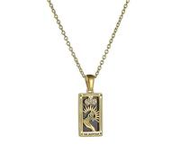 LXURY Colliers symboliques de Cartes de Tarot colorées, Pendentif de Carte de Tarot en émail carré en Acier Inoxydable plaqué Or 18 carats, Bijoux de Collier pour Femmes (Style D)