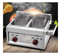 LXURY Friteuse Double Bac INOX, Gaz de Friteuse Commerciale, Friteuse Extérieure, Convient pour Le Poulet Frit de Cuisine