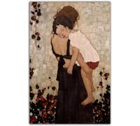 LXURY Gustav Klimt Affiches《Mère Tenant Un Enfant》Peinture sur Toile Gustav Klimt Imprime Gustav Klimt Wall Art pour Chambre Home Decor Photos 40x60cm sans Cadre