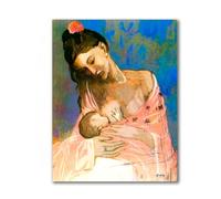 LXURY Maternité de Picasso Tableaux abstraite Célèbre Art mural Picasso Impression sur toile Images de salon Décoration murale moderne 40 x 52 cm Sans cadre