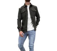 LXURY Veste chemise boutonnée pour hommes, manteau de travail en coton, surchemise boutonnée, coupe ajustée à manches longues pour hommes (ArmyGreen,XL)