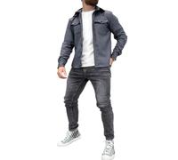 LXURY Veste Chemise boutonnée pour Hommes, Manteau de Travail en Coton, surchemise boutonnée, Coupe ajustée à Manches Longues pour Hommes (Dark Gray,XL)