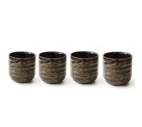 Lxuwbd Ensemble de 4 tasses à thé en céramique de style japonais Yerba Mate (marron/gris)