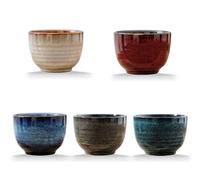 Lxuwbd Ensemble de tasses en céramique de style japonais, tasse à thé, tasse à café, ensemble pour yerba mate, ensemble de 4 tasses à mate en céramique (5 couleurs)