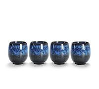 Lxuwbd Jianzhan Lot de 4 tasses à thé en céramique pour Kung Fu, tasse à café, Yerba Mate en céramique (bleu)