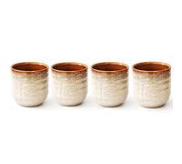 Lxuwbd Service à thé en céramique de style japonais, tasse à thé, tasse à café, ensemble de tasses Yerba Mate, ensemble de 4 tasses en céramique (couleur crème)