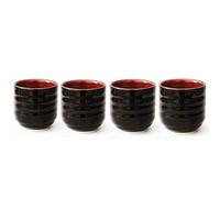 Lxuwbd Yerba Mate Lot de 4 tasses à thé en céramique de style japonais Rouge et noir