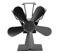 LXWalibrex Ventilateur de poêle à chaleur à 5 lames, ventilateur de poêle à bois pour cheminée et brûleur à granulés, circulateur de chaleur silencieux en alliage d’aluminium avec design (Noire)