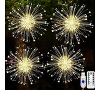 LXWINNER Lumières de Starburst, 4 Pièces 120 LEDs Suspendue Lumineuse Feux d'Artifice, 8 Modes USB Etanche Lampe de Feu d'artifice, avec Télécommande, pour Décoration Terrasse Balcon Jardin