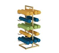 LXWKAI Support de tapis de yoga doré/noir, support de sol de rangement pour 20 rouleaux en mousse, grand présentoir vertical en métal à 5 niveaux, maison/salle de sport/salle d'entraînement (couleur