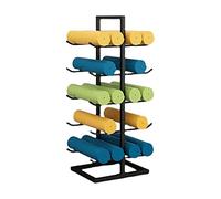 LXWKAI Support de tapis de yoga doré/noir, support de sol de rangement pour 20 rouleaux en mousse, grand présentoir vertical en métal à 5 niveaux, maison/salle de sport/salle d'entraînement (couleur