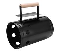 Lxwraptorial Poêle à Charbon Rapide en Forme de Baril, avec Manche en Bois Massif ; Fourneau de Barbecue d’extérieur à Combustion Rapide du Charbon ; Allume-feu en Acier Inoxydable pour Grill