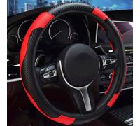 LXWUVIDD Couvre Volant Voiture pour Toyota Yaris II 2005 2006 2007 2008 2009 2010 2011, Housse Volant Cuir Antidérapant Respirant Protege Volant Accessoire Voiture, Red