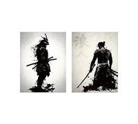 LXWWW Abstrait HD Impression Toile Peinture Samouraï Affiches Et Gravures Salon Maison Mur Art Décoration Oeuvre 30x40cmx2pcs sans Cadre