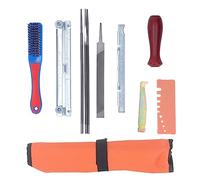 Lxwythozoan Ensemble de 11 Limes pour affûteuse de tronçonneuse, kit d’Outils d’affûtage des Dents de la chaîne avec Manche à jauge et Sac de Rangement, pour l’Entretien des tronçonneuses