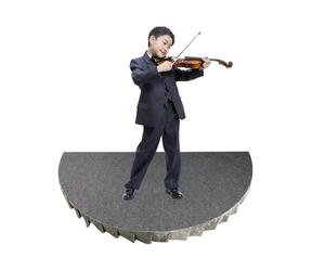 LXXW escalier choral Scène de performance portable compacte, une plate-forme semi-circulaire avec jupe, adaptée aux concerts et prises parole en public(Gray,120x60cm(47x23.6in))