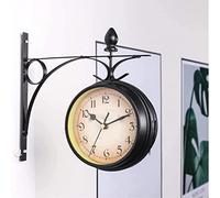 LXYAYY Horloge murale d'extérieur de jardin, horloge murale à suspendre non étanche pour chambre à coucher, bureau, cuisine, salon (couleur : noir)