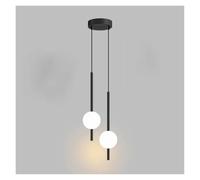 LXYAYY Lampe Suspendue en Forme de Globe en Verre à LED pour Salle à Manger, Cuisine, Restaurant, Bar, Longue Ligne, luminaire décoratif Minimaliste, éclairage Moderne(Black-2 Head)