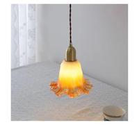 LXYAYY Lampe Suspendue en Verre français en Laiton pour Salle à Manger, Chambre à Coucher, Cuisine, Lampe de Chevet en Laiton Antique européen, éclairage Moderne(D17cm)