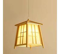 LXYAYY Lanterne en Bois à Suspendre de Style Japonais, Abat-Jour en Papier parchemin Imitation, Cordon réglable, Lampe de Plafond Suspendue en Bois Massif pour îlot de Cuisine,